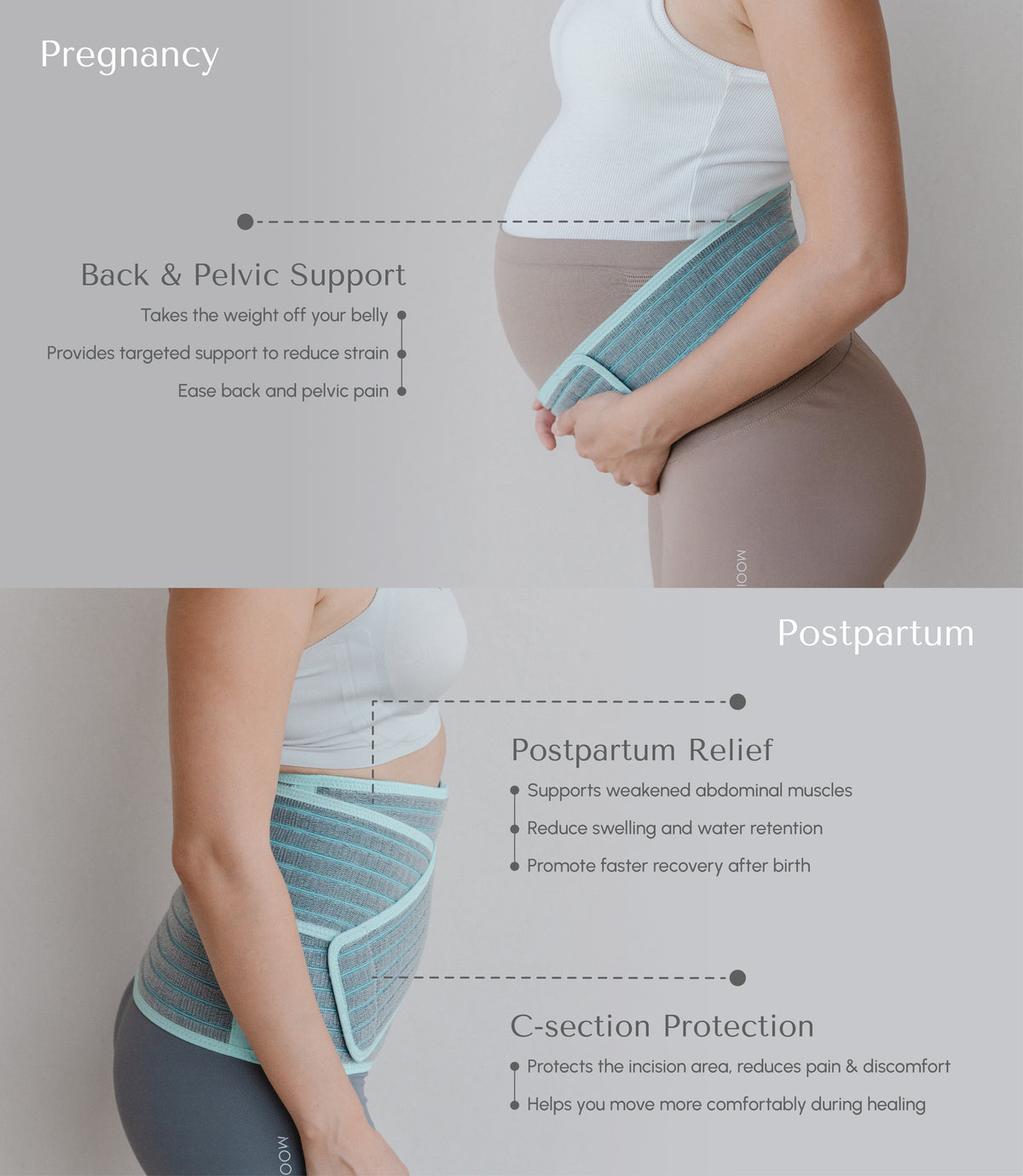 2-in-1 Pregnancy, Postpartum & C-Section Bamboo Belly Band
